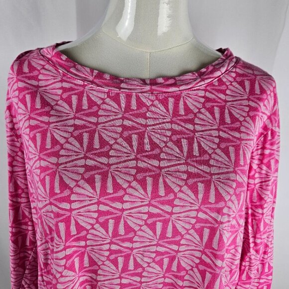 Fresh Produce Medium Pink Catalina Pattern High Lo Shirt 3/4 Sleeve - Picture 2 of 10